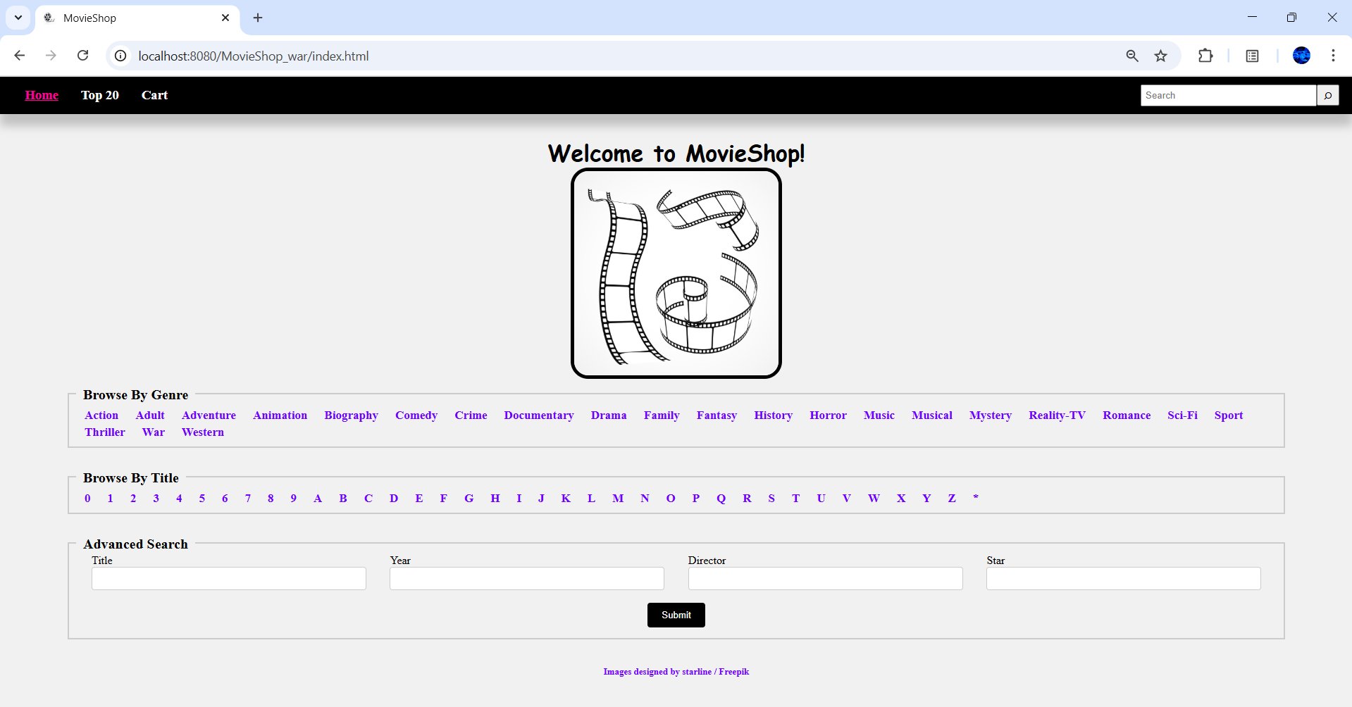 MovieShop Home Page Screenshot