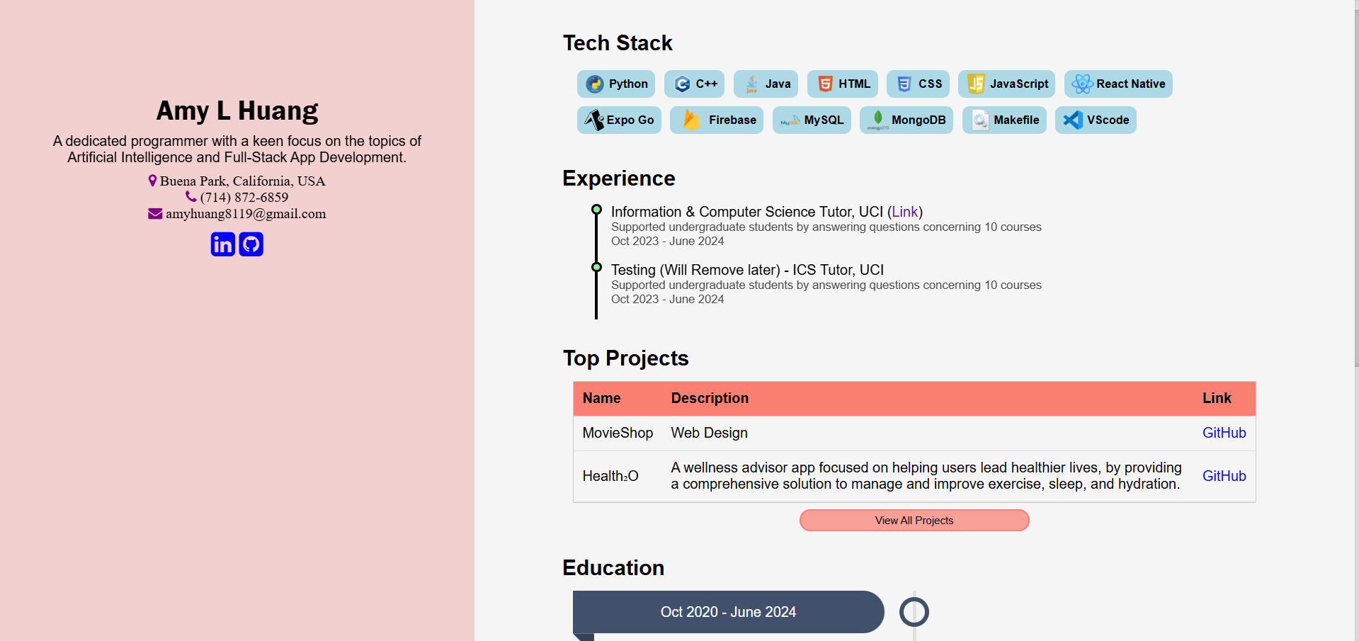 MyPortfolio v2 Homepage Screenshot