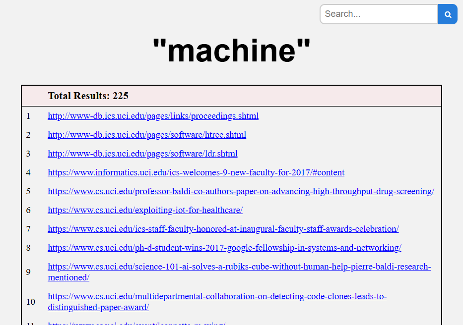 SearchEngine results page Screenshot